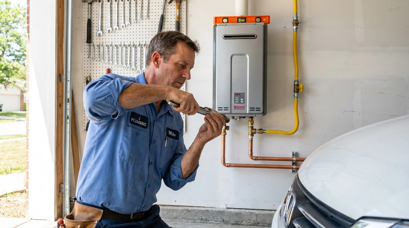 Tankless water heater installation by a Johns Plumbing LLC plumber in Cantonment